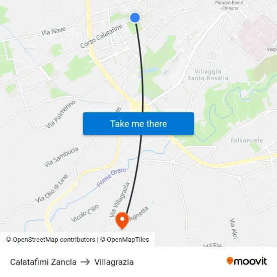 Calatafimi Zancla to Villagrazia map
