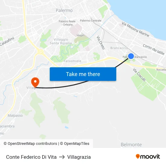 Conte Federico Di Vita to Villagrazia map