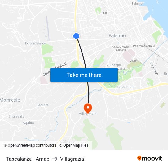 Tascalanza - Amap to Villagrazia map
