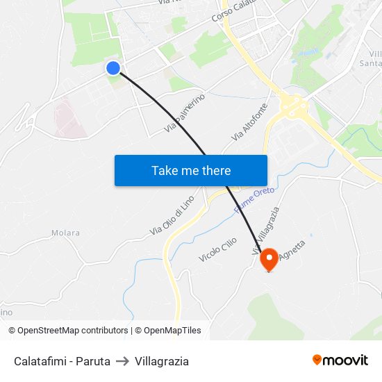 Calatafimi - Paruta to Villagrazia map