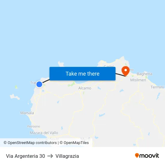 Argenteria Street 30 to Villagrazia map