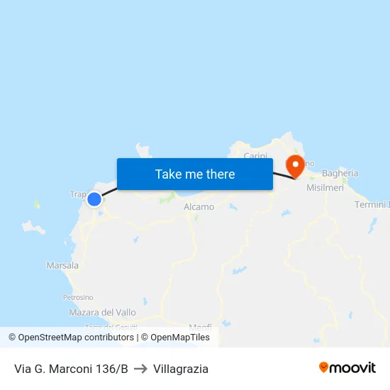 G. Marconi Street 136/B to Villagrazia map
