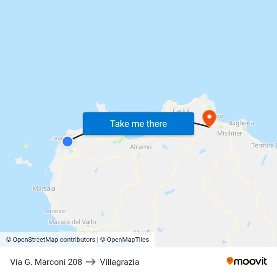 G. Marconi Street 208 to Villagrazia map
