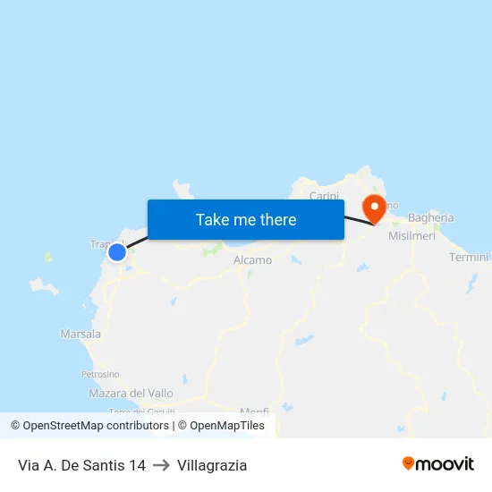 A. De Santis Street 14 to Villagrazia map