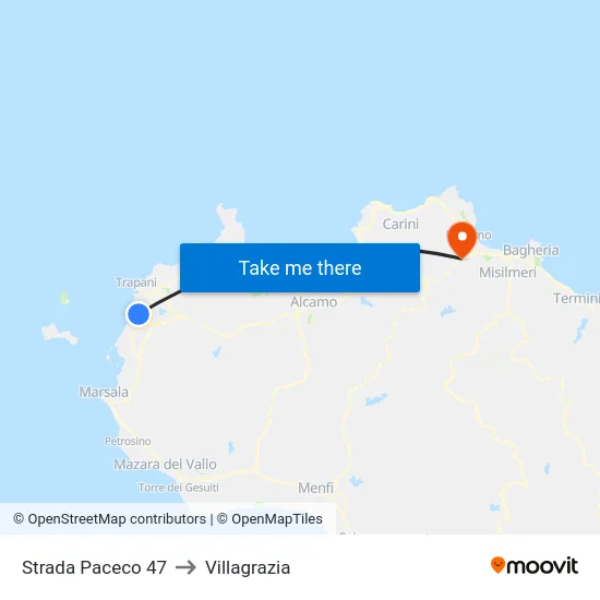 Paceco Road 47 to Villagrazia map