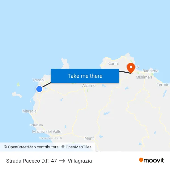 Paceco Street 47 to Villagrazia map