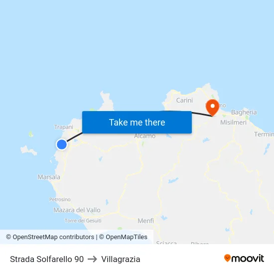 Strada Solfarello 90 to Villagrazia map