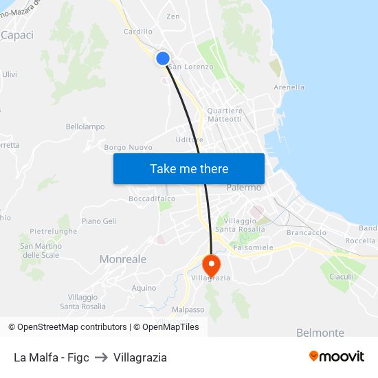 La Malfa - Figc to Villagrazia map