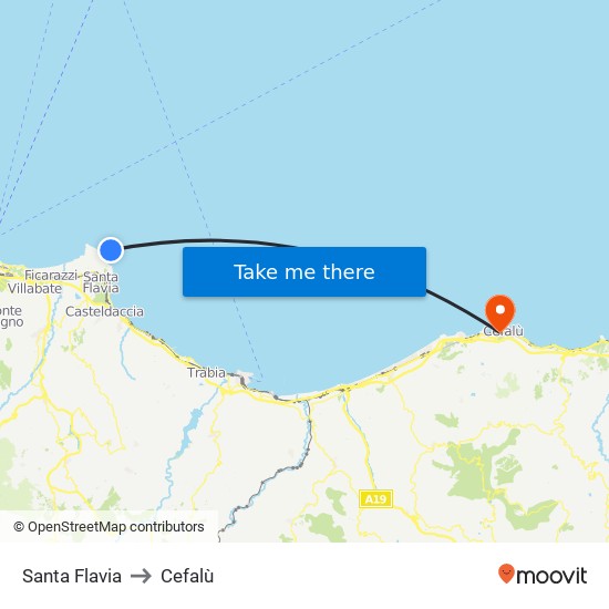 Santa Flavia to Cefalù map