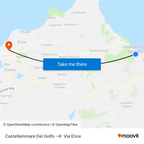 Castellammare Del Golfo to Erice Street map