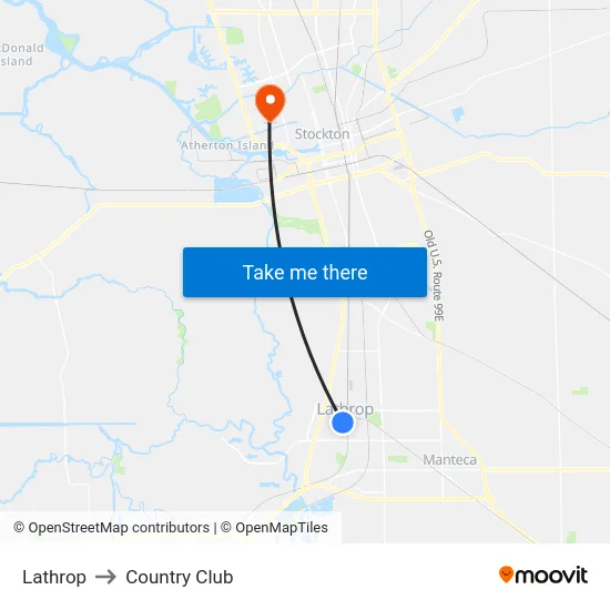 Lathrop to Country Club map