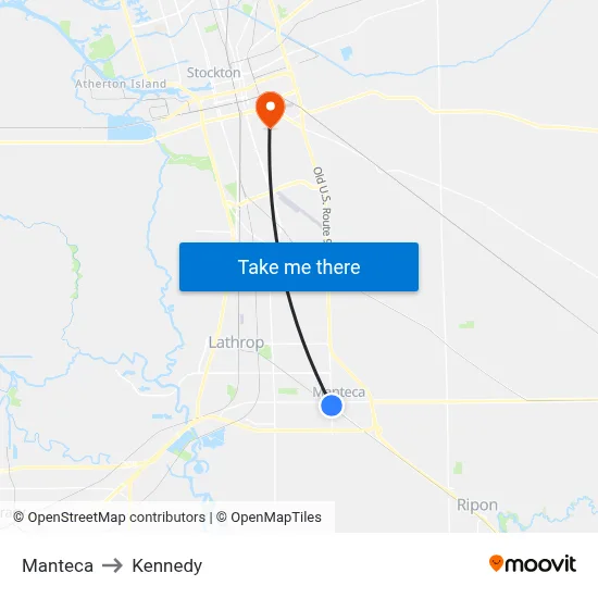 Manteca to Kennedy map