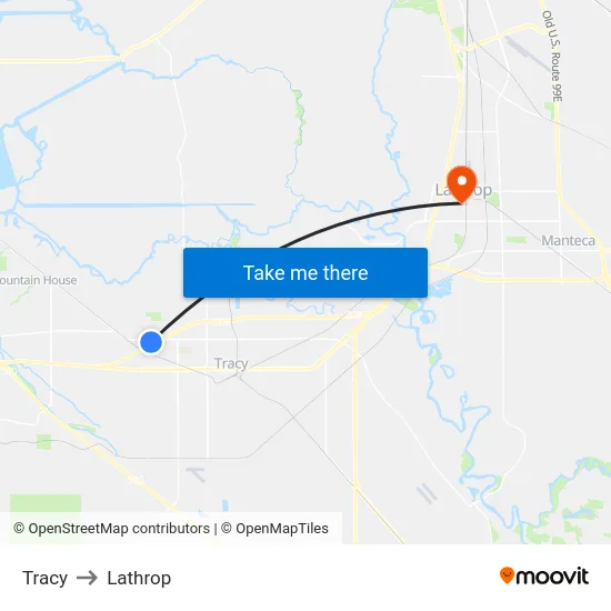 Tracy to Lathrop map