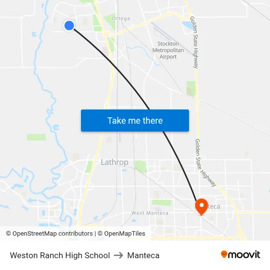 Weston Ranch High School to Manteca map