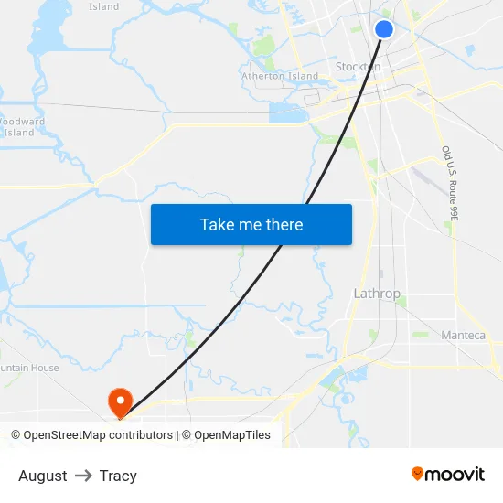 August to Tracy map