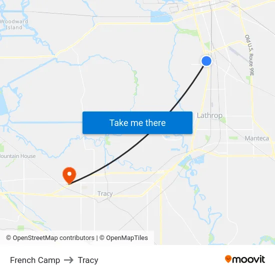 French Camp to Tracy map