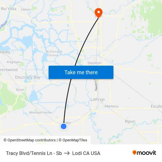 Tracy Blvd/Tennis Ln - Sb to Lodi CA USA map