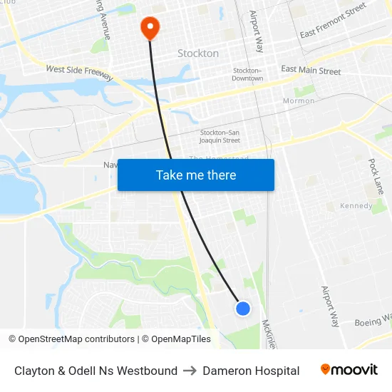Clayton & Odell Ns Westbound to Dameron Hospital map