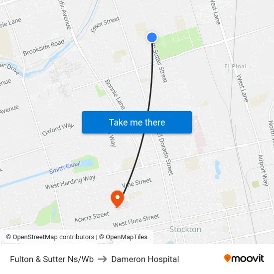 Fulton & Sutter Ns/Wb to Dameron Hospital map