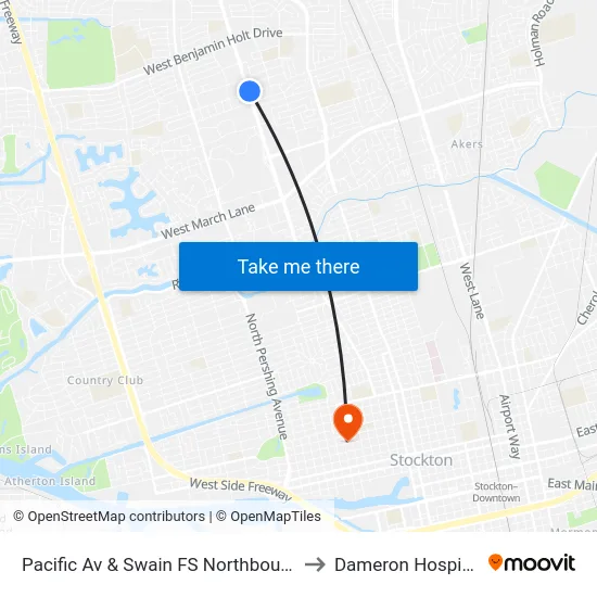 Pacific Av & Swain FS Northbound to Dameron Hospital map