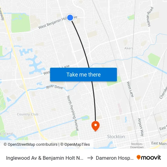 Inglewood Av & Benjamin Holt Ns/Nb to Dameron Hospital map