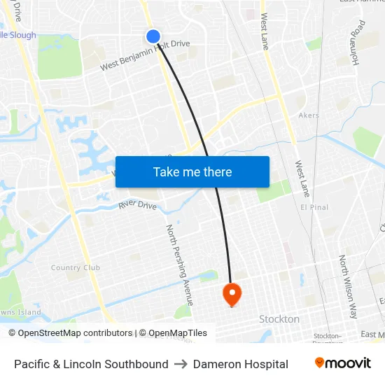 Pacific & Lincoln Southbound to Dameron Hospital map