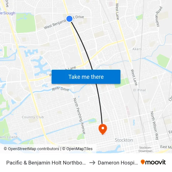 Pacific & Benjamin Holt Northbound to Dameron Hospital map