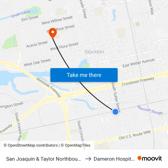 San Joaquin & Taylor Northbound to Dameron Hospital map