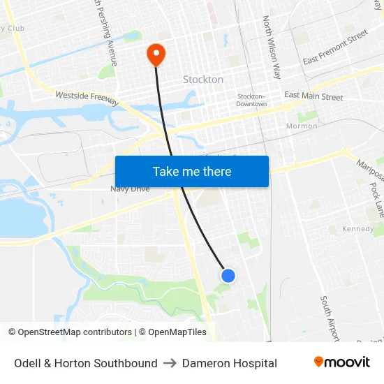 Odell & Horton Southbound to Dameron Hospital map