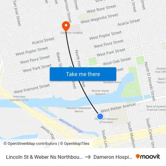 Lincoln St & Weber Ns Northbound to Dameron Hospital map