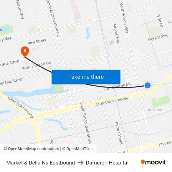 Market & Della Ns Eastbound to Dameron Hospital map
