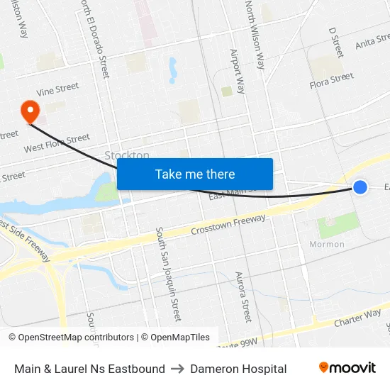 Main & Laurel Ns Eastbound to Dameron Hospital map