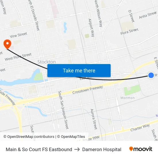 Main & So Court FS Eastbound to Dameron Hospital map