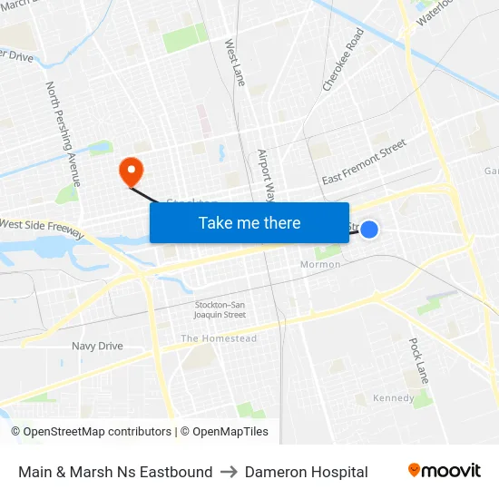 Main & Marsh Ns Eastbound to Dameron Hospital map