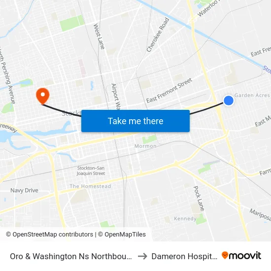 Oro & Washington Ns Northbound to Dameron Hospital map