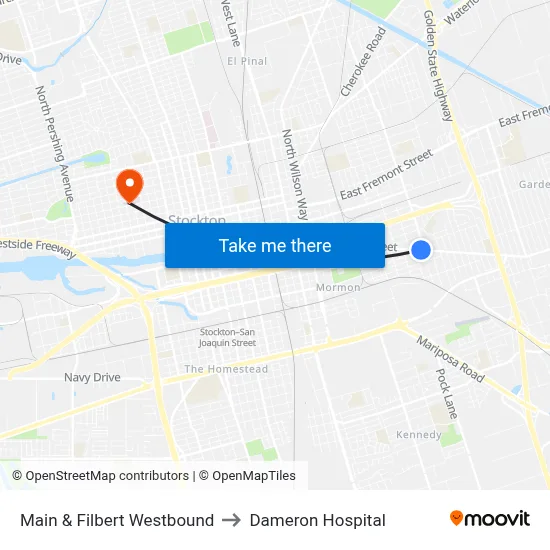 Main & Filbert Westbound to Dameron Hospital map