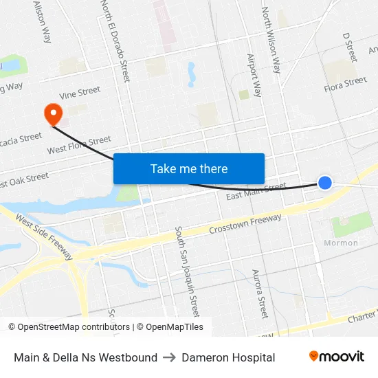 Main & Della Ns Westbound to Dameron Hospital map