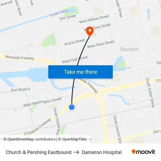 Church & Pershing Eastbound to Dameron Hospital map