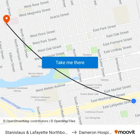 Stanislaus & Lafayette Northbound to Dameron Hospital map