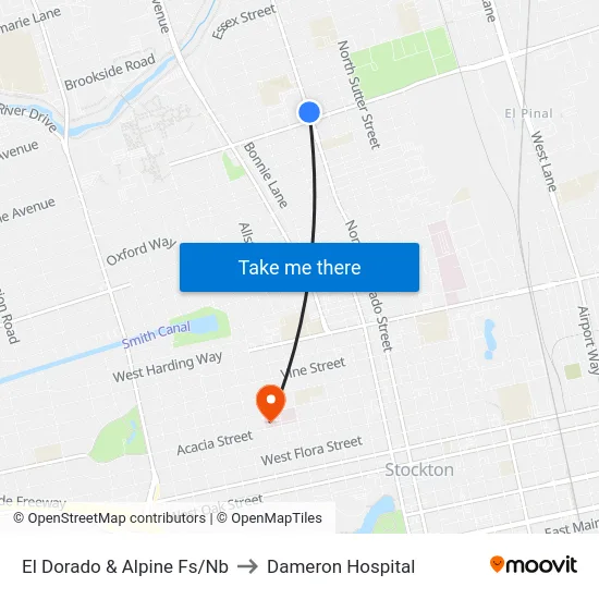 El Dorado & Alpine Fs/Nb to Dameron Hospital map