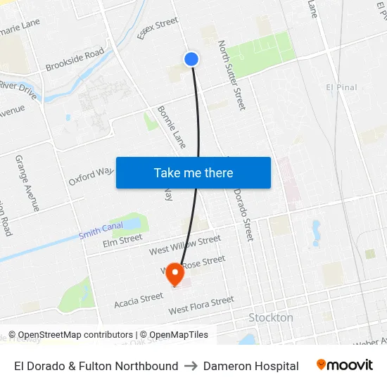El Dorado & Fulton Northbound to Dameron Hospital map