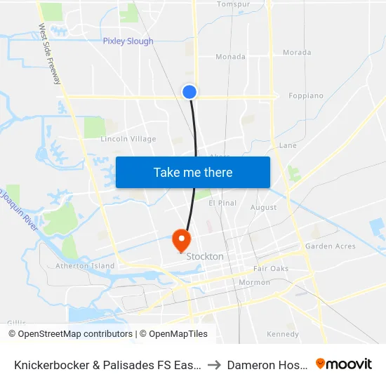 Knickerbocker & Palisades FS Eastbound to Dameron Hospital map