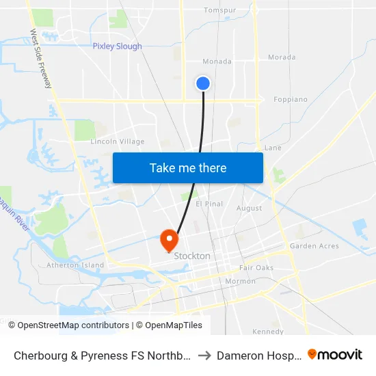 Cherbourg & Pyreness FS Northbound to Dameron Hospital map
