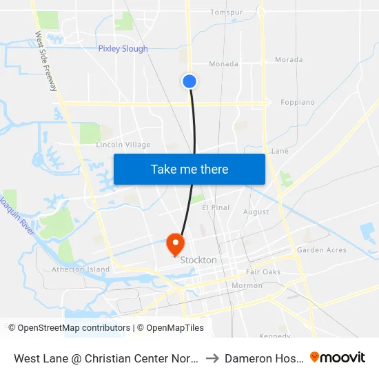 West Lane @ Christian Center Northbound to Dameron Hospital map