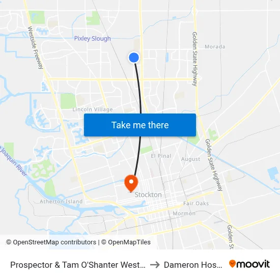 Prospector & Tam O'Shanter Westbound to Dameron Hospital map