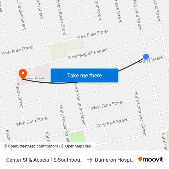 Center St & Acacia FS Southbound to Dameron Hospital map