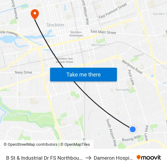 B St & Industrial Dr FS Northbound to Dameron Hospital map