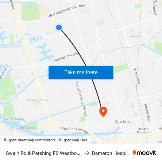 Swain Rd & Pershing FS Westbound to Dameron Hospital map