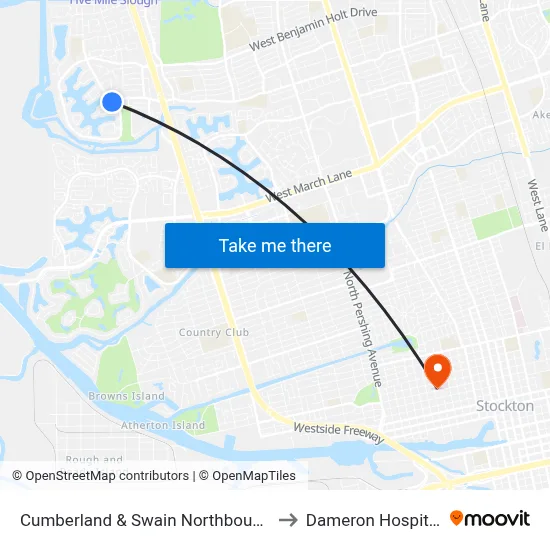 Cumberland & Swain Northbound to Dameron Hospital map