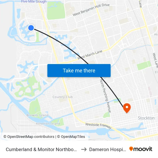 Cumberland & Monitor Northbound to Dameron Hospital map